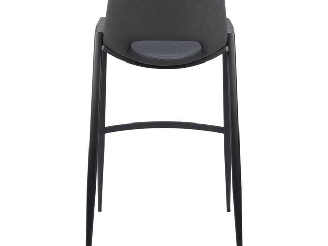 Set of Two 30" Black Faux Leather And Steel Low Back Bar Height Bar Chairs