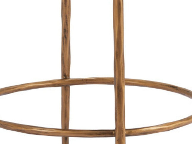 24" Beige and Gold Fabric and Steel Counter Height Swivel Bar Chair