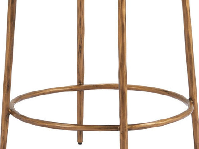 24" Beige and Gold Fabric and Steel Counter Height Swivel Bar Chair