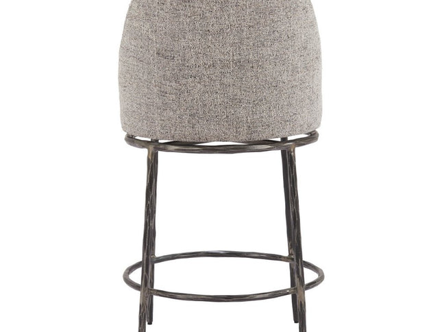 24" Gray and Black Fabric and Steel Counter Height Swivel Bar Chair