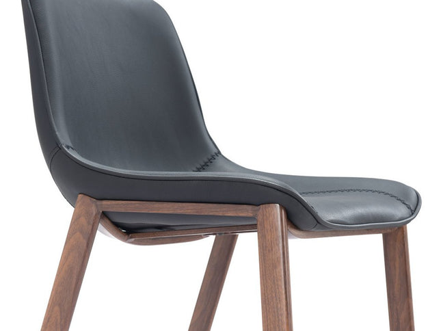 Set of Two 30" Black And Brown Faux Leather And Steel Bar Height Bar Chairs