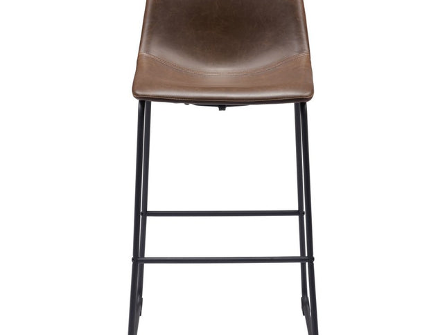 Set of Two 29" Espresso and Black Faux Leather and Steel Counter Height Bar Chairs