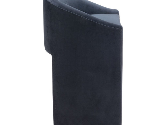 30" Gray And Gold Velvet And Steel Low Back Bar Height Bar Chair