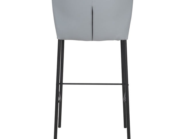 Set of Two 29" Gray And Black Faux Leather And Steel Bar Height Bar Chairs