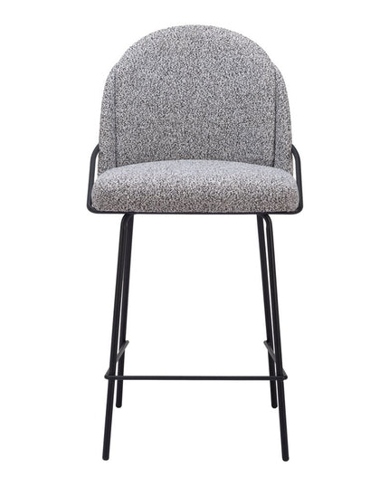 Set of Two 26" Black and White Faux Shearling and Steel Counter Height Bar Chairs