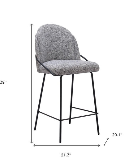 Set of Two 26" Black and White Faux Shearling and Steel Counter Height Bar Chairs