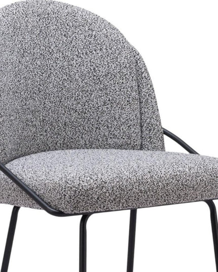 Set of Two 26" Black and White Faux Shearling and Steel Counter Height Bar Chairs