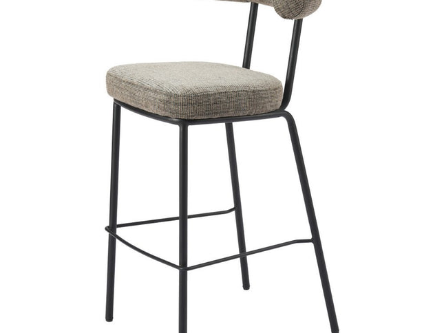 30" Green and Black Chenille and Steel Low Back Bar Height Bar Chair