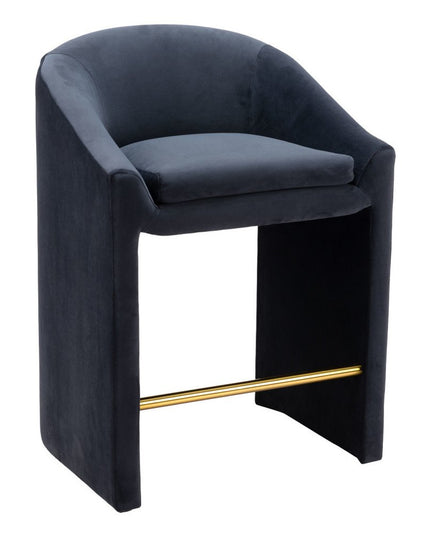 26" Gray and Gold Velvet and Steel Counter Height Bar Chair