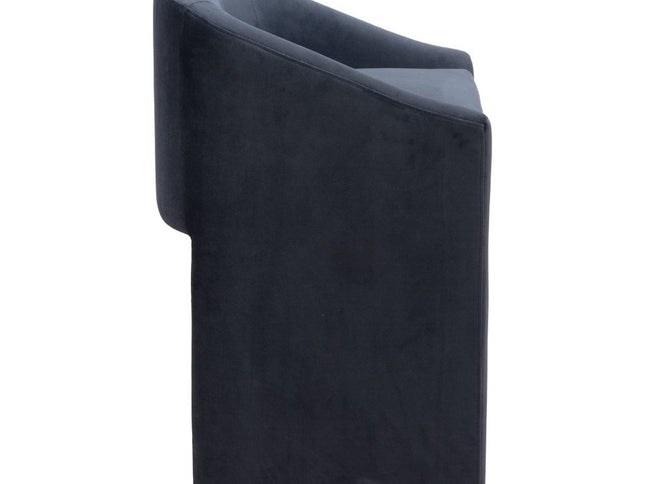 26" Gray and Gold Velvet and Steel Counter Height Bar Chair