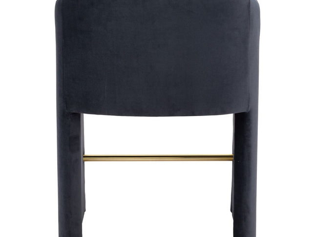 26" Gray and Gold Velvet and Steel Counter Height Bar Chair