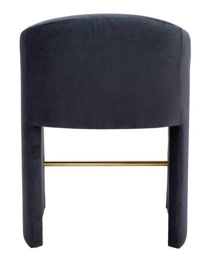 26" Gray and Gold Velvet and Steel Counter Height Bar Chair