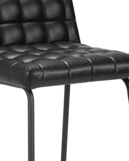 Set of Two 26" Black Faux Leather and Steel Counter Height Bar Chairs