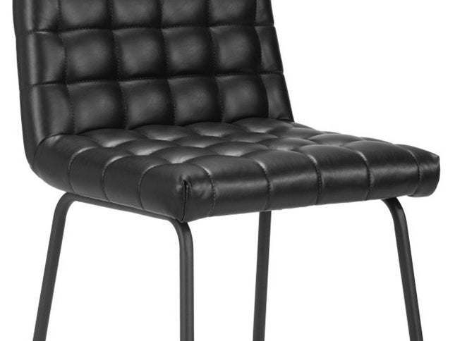 Set of Two 26" Black Faux Leather and Steel Counter Height Bar Chairs