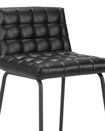 Set of Two 26" Black Faux Leather and Steel Counter Height Bar Chairs