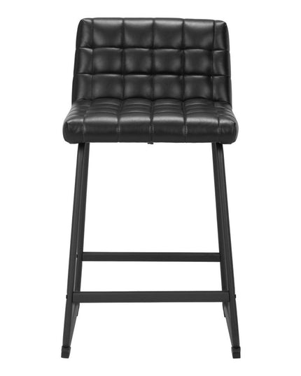 Set of Two 26" Black Faux Leather and Steel Counter Height Bar Chairs
