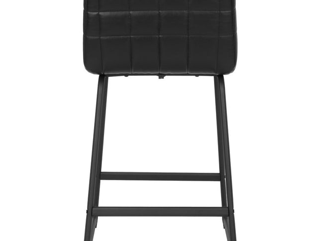 Set of Two 26" Black Faux Leather and Steel Counter Height Bar Chairs