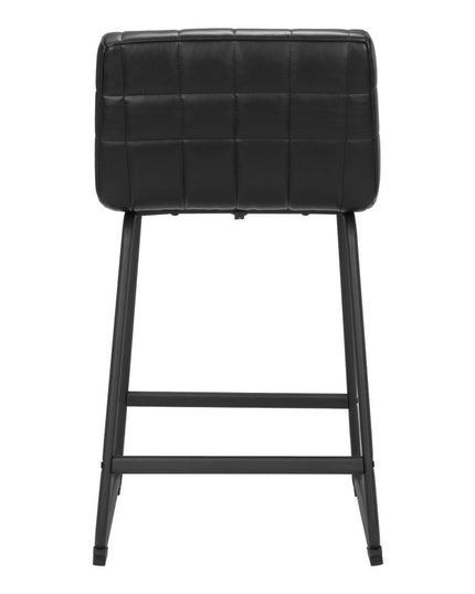 Set of Two 26" Black Faux Leather and Steel Counter Height Bar Chairs
