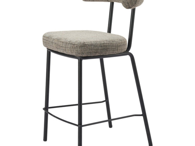 26" Green and Black Chenille and Steel Low Back Counter Height Bar Chair