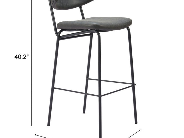 Set of Two 26" Black Faux Leather and Steel Low Back Counter Height Bar Chairs