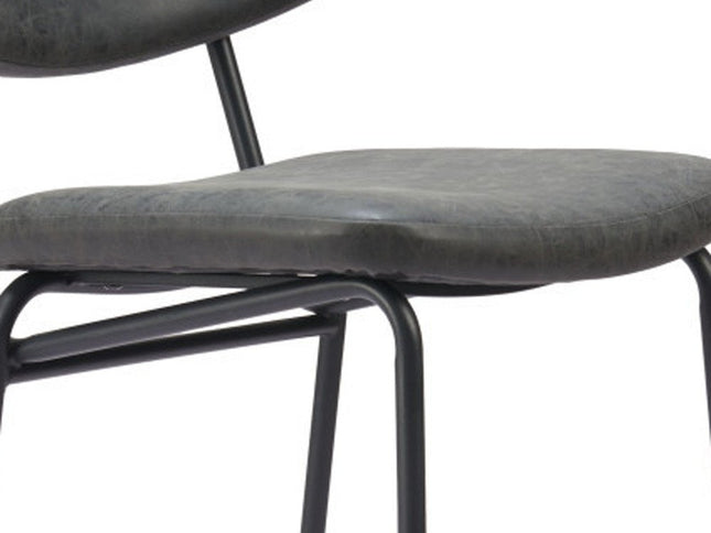 Set of Two 26" Black Faux Leather and Steel Low Back Counter Height Bar Chairs