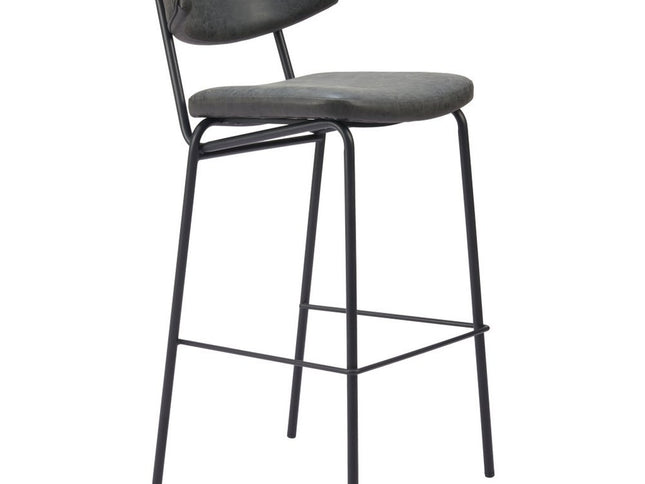 Set of Two 26" Black Faux Leather and Steel Low Back Counter Height Bar Chairs