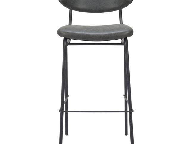 Set of Two 26" Black Faux Leather and Steel Low Back Counter Height Bar Chairs