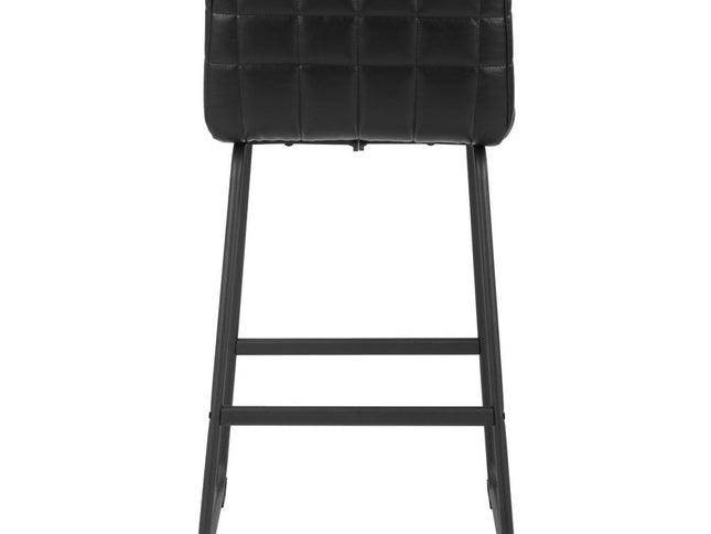 Set of Two 30" Black Faux Leather And Steel Bar Height Bar Chairs