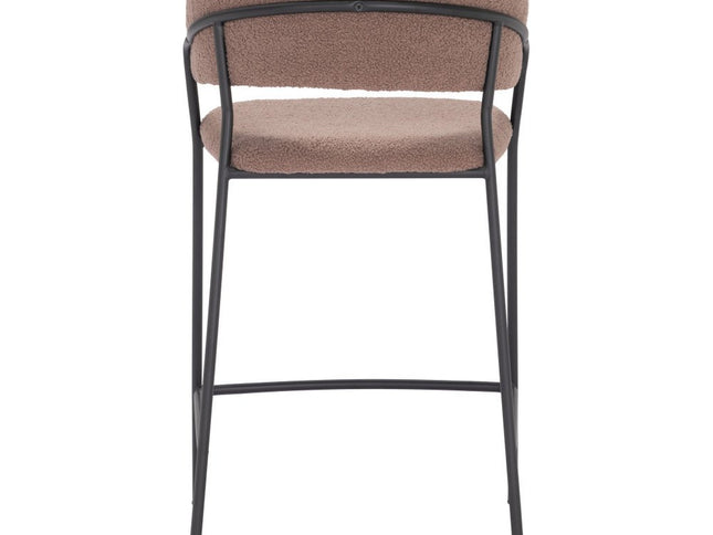 Set of Two 26" Brown and Black Shearling and Steel Low Back Counter Height Bar Chairs
