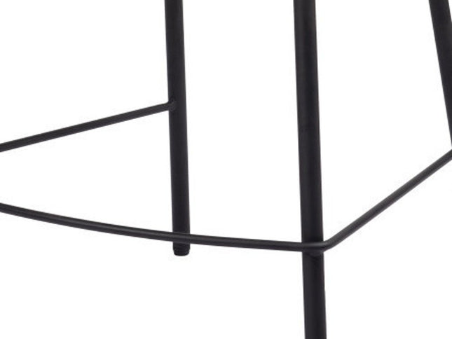 26" Ivory and Black Shearling and Steel Counter Height Bar Chair