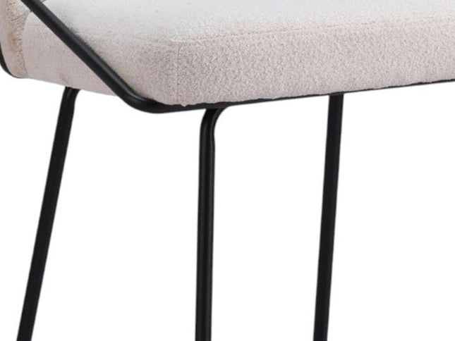 Set of Two 26" Ivory and Black Faux Shearling and Steel Counter Height Bar Chairs