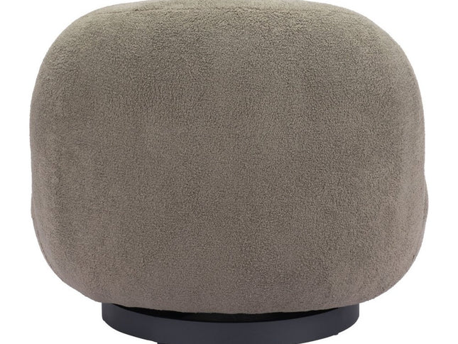 30" Khaki And Black Faux Shearling And Upholstered Slipper Chair