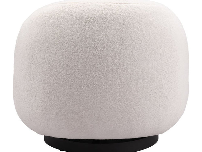 30" Cream And Black Faux Shearling And Upholstered Slipper Chair