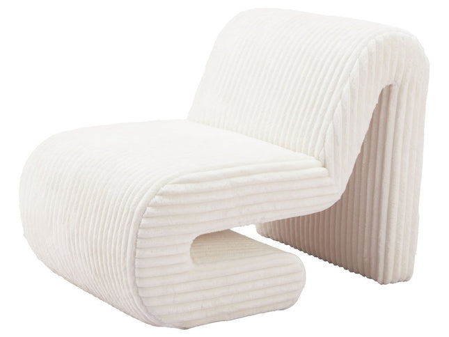 26" White Corduroy And Upholstered Lounge Chair