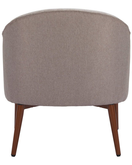 28" Gray And Brown Fabric And Upholstered Tufted Barrel Chair
