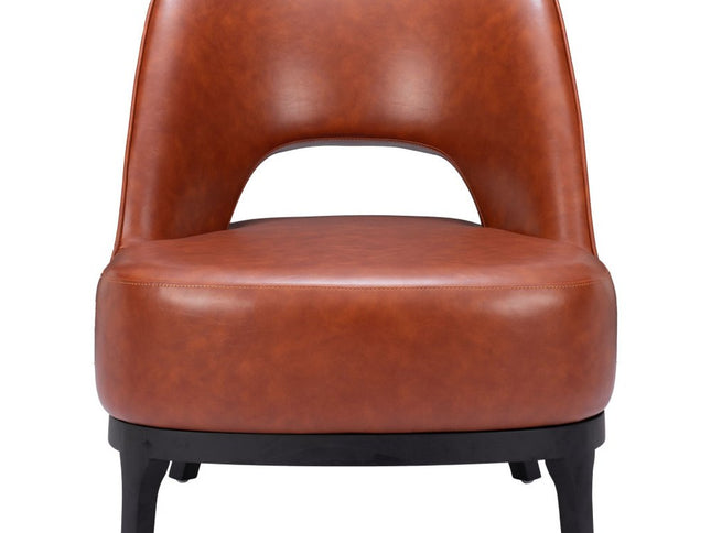 26" Brown And Black Faux Leather And Faux Leather Lounge Chair