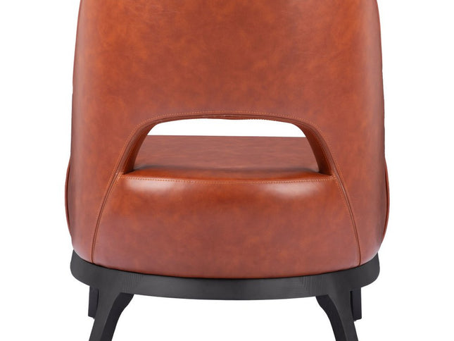 26" Brown And Black Faux Leather And Faux Leather Lounge Chair