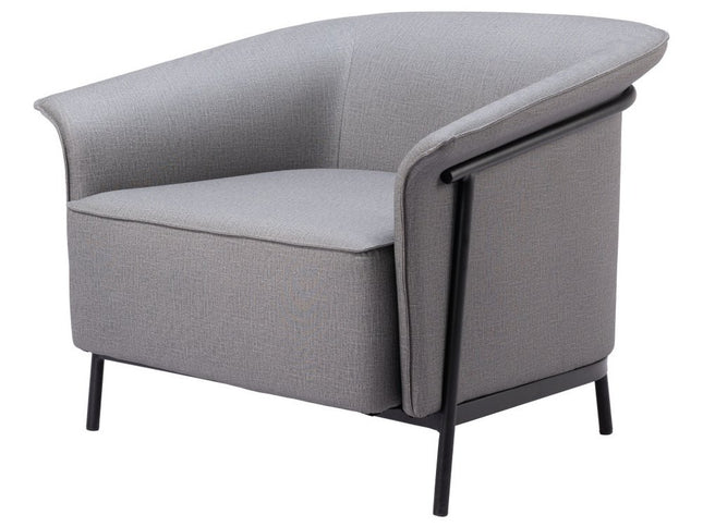 35" Slate Gray And Black Faux Leather Arm Chair