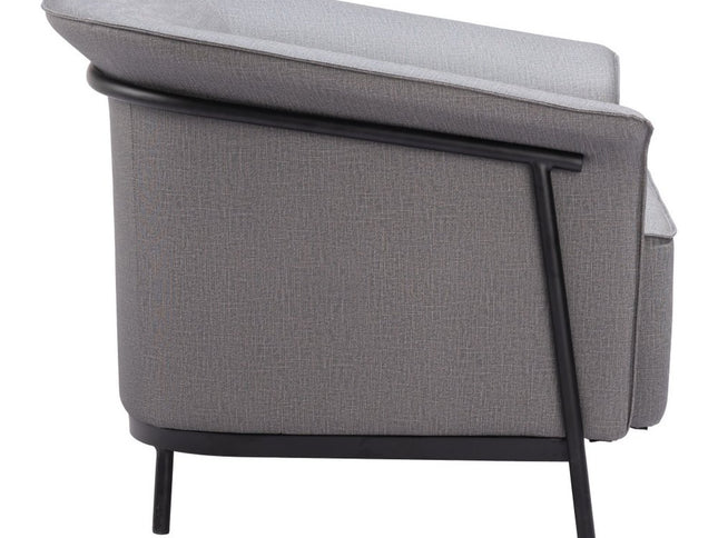 35" Slate Gray And Black Faux Leather Arm Chair