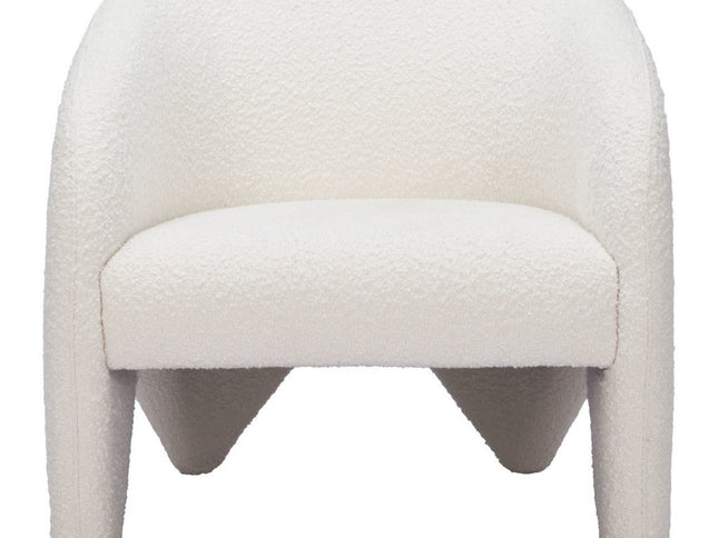 30" White Faux Shearling And Upholstered Arm Chair
