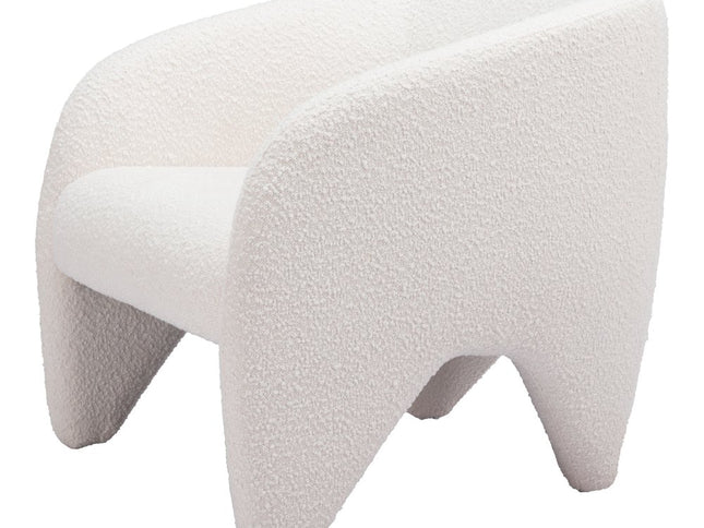 30" White Faux Shearling And Upholstered Arm Chair