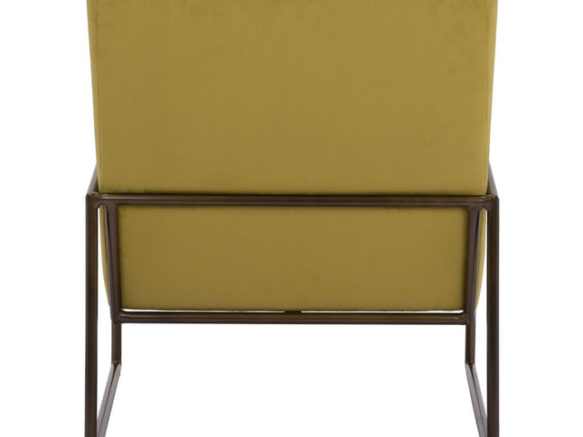 26" Olive Green And Bronze Velvet And Upholstered Arm Chair