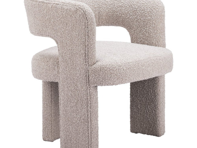 27" Beige Faux Shearling And Upholstered Arm Chair