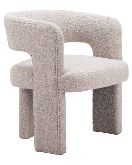 27" Beige Faux Shearling And Upholstered Arm Chair