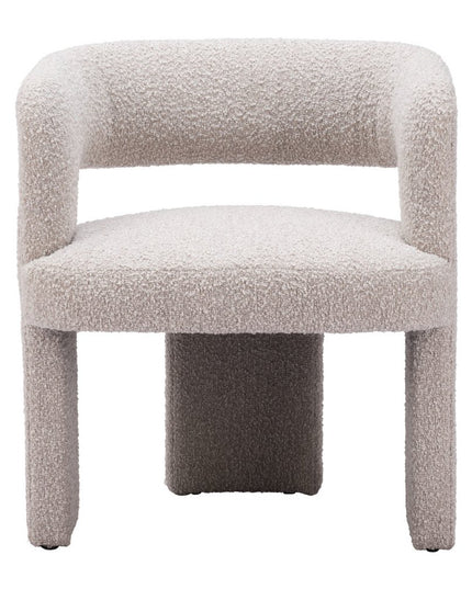 27" Beige Faux Shearling And Upholstered Arm Chair