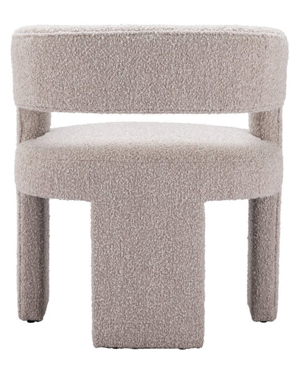 27" Beige Faux Shearling And Upholstered Arm Chair