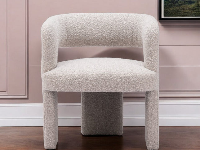 27" Beige Faux Shearling And Upholstered Arm Chair