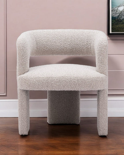 27" Beige Faux Shearling And Upholstered Arm Chair