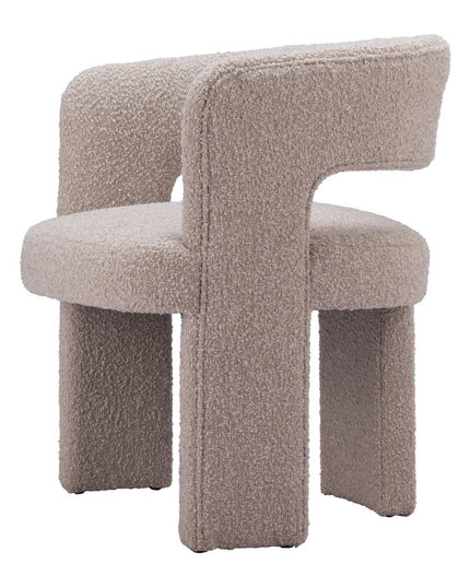 27" Beige Faux Shearling And Upholstered Arm Chair