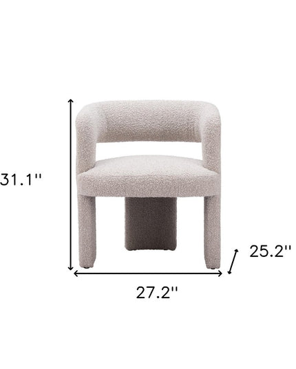 27" Beige Faux Shearling And Upholstered Arm Chair